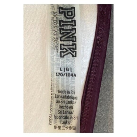 PINK Victoria's Secret Burgundy Silver Foil Triangle String Bikini Top Sz Large - Picture 6 of 6